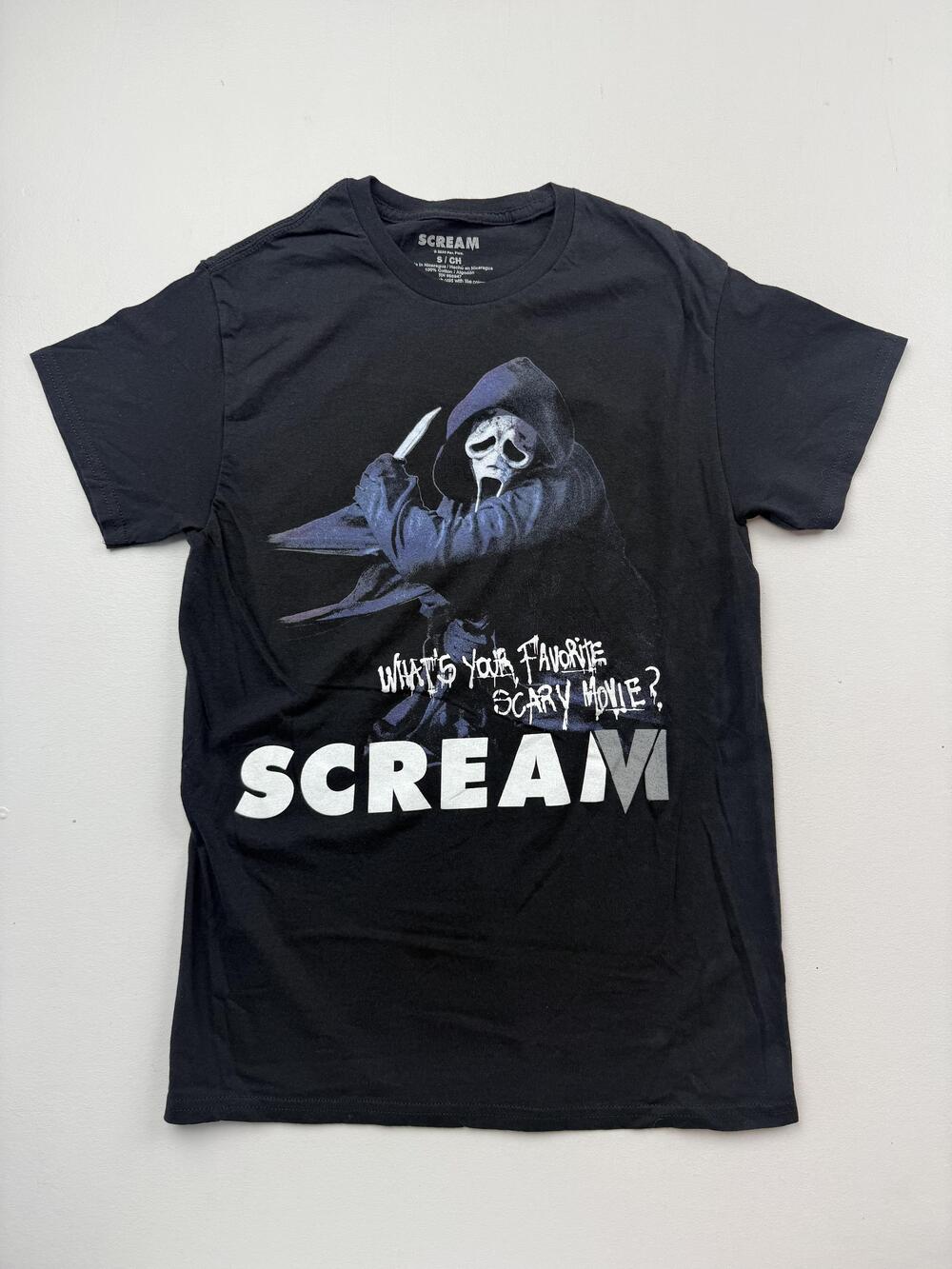 Scream Shirt Mens Small Black Ghostface Whats Your Favorite Horror Movie Tee